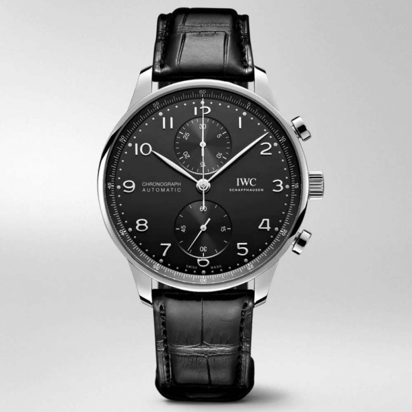 IWC Portugieser Cronógrafo automático para hombre, caja de acero inoxidable, 41,0 mm, color negro