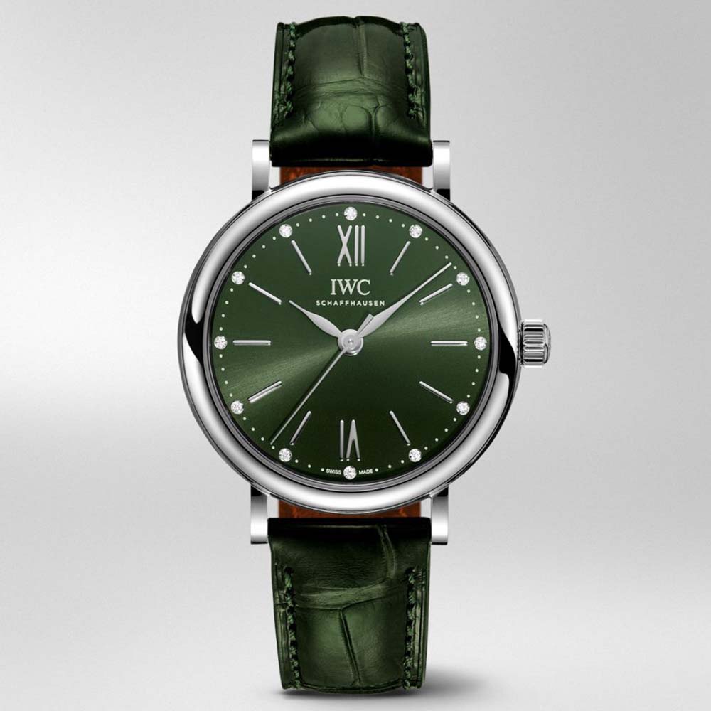  IWC Women Portofino Automatic 34 mm in Stainless Steel Case-Green