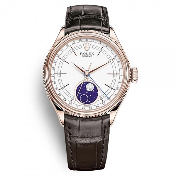 Rolex Cellini Moonphase Classic - Reloj para hombre (39 mm, oro Everose de 18 quilates, blanco)