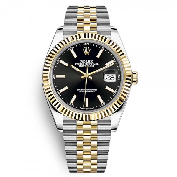 Montres Rolex Datejust Classic pour homme Oyster 41 mm en acier Oystersteel et or jaune-noir