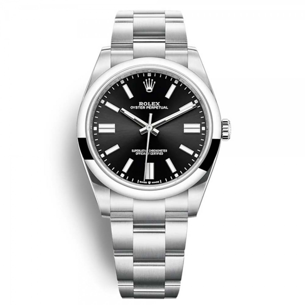 Orologi Rolex da uomo Oyster Perpetual Classic da 41 mm in acciaio Oystersteel-nero