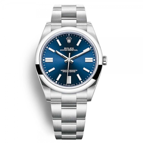 Relojes Rolex para hombre Oyster Perpetual Classic de 41 mm en acero Oystersteel azul marino