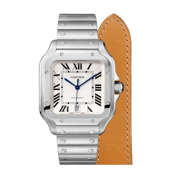 Reloj Cartier para hombre Santos De Cartier, modelo grande, acero y plata