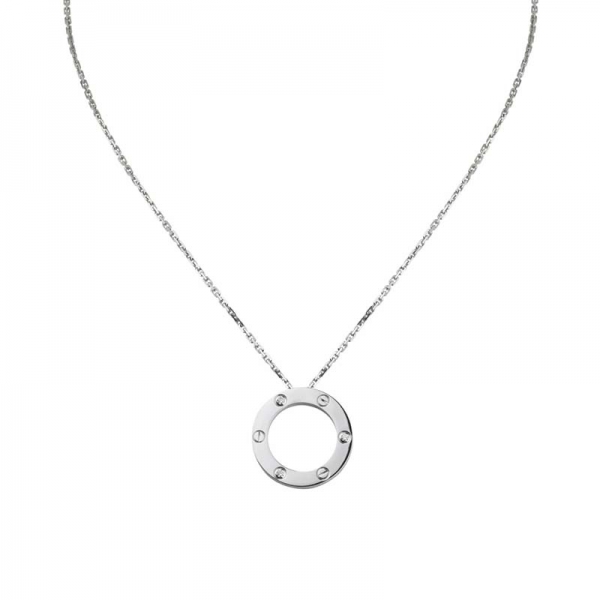 Cartier Unisex Love Necklace 3 Diamonds in White Gold-Silver