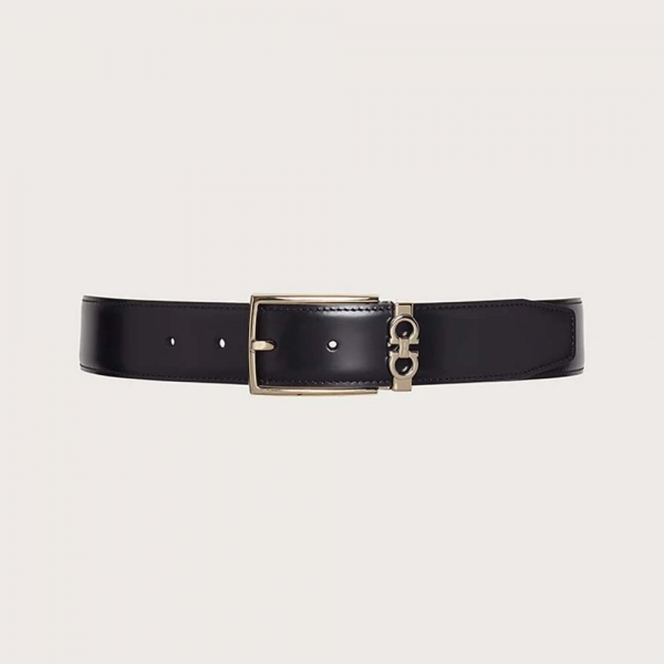 Ferragamo Herren Wendbarer und verstellbarer Gancini-Gürtel - Schwarz 4