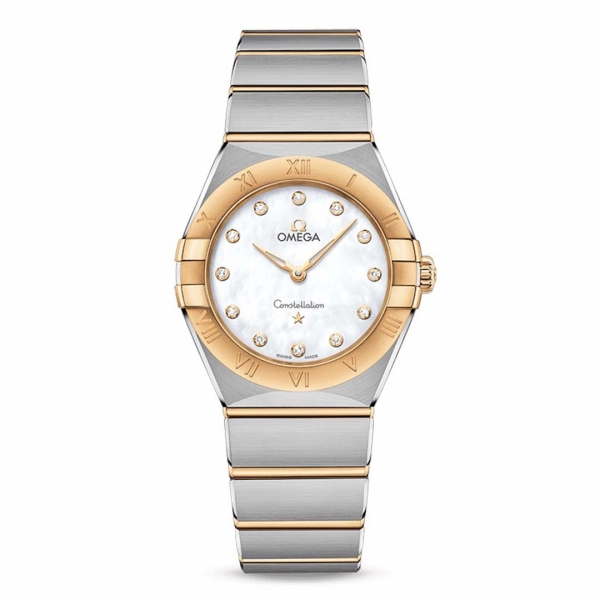オメガ コンステレーション クォーツ 28mm スチール＆イエローゴールド ホワイト