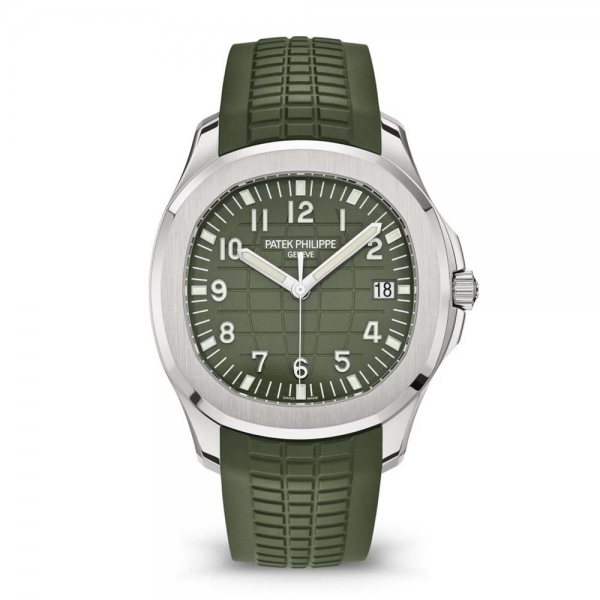 파텍 필립 남성용 아쿠아넛 셀프와인딩 42.2mm 화이트 골드-그린