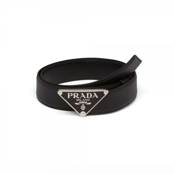 Cinturón de piel saffiano para mujer de Prada, color negro