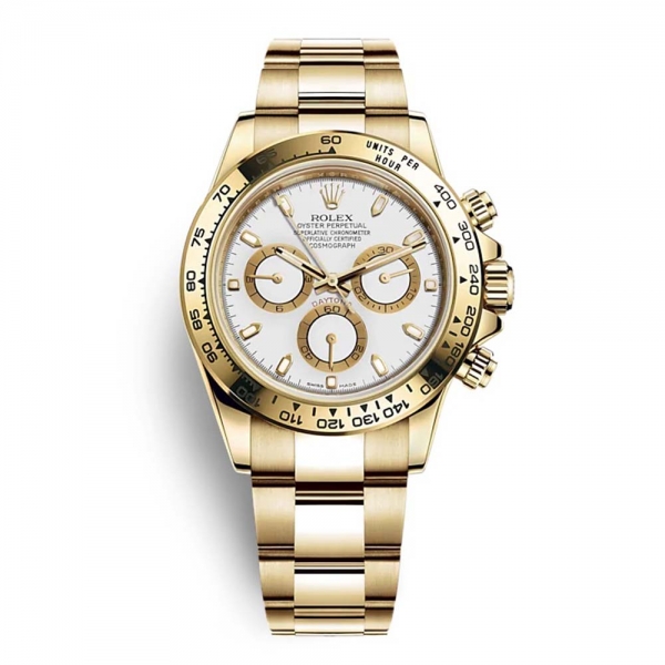 Rolex Men Cosmograph Daytona Professional Watches Oyster 40 mm in Yellow Gold-White