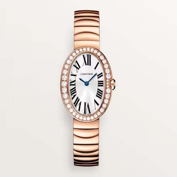 Orologio Cartier Baignoire da donna, modello piccolo, movimento al quarzo, in oro rosa