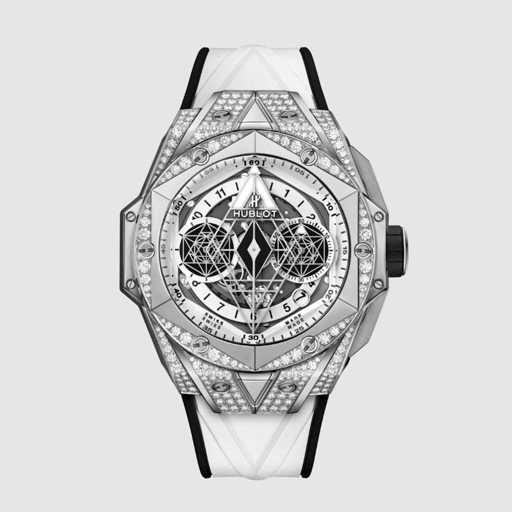  Hublot Men Big Bang Sang Bleu II Titanium White Pavé 45 mm