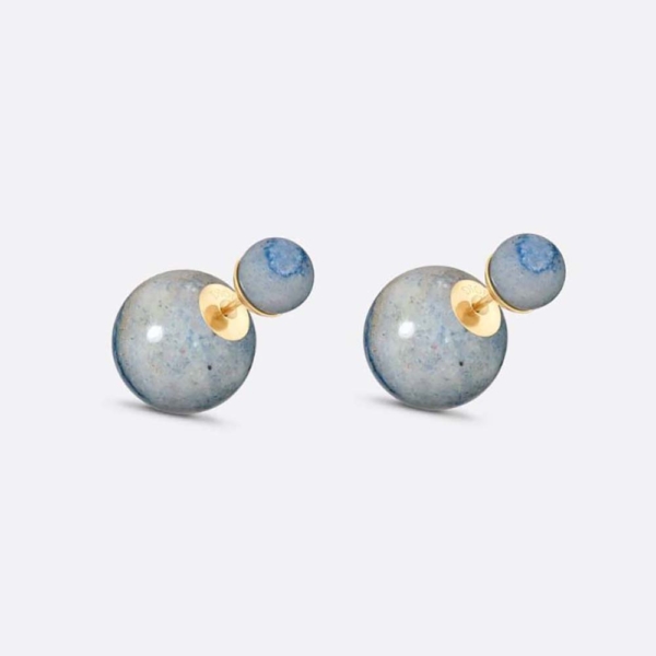 Pendientes Dior Women Tribales de metal con acabado dorado y piedra azul