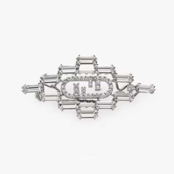 Spilla Fendi O'Lock da donna color argento