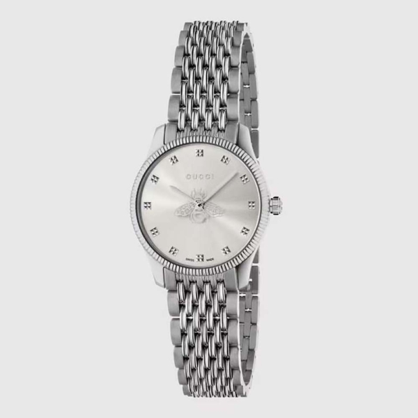 Gucci Damen G-Timeless Uhr Quarzwerk 29 mm in Stahl-Silber