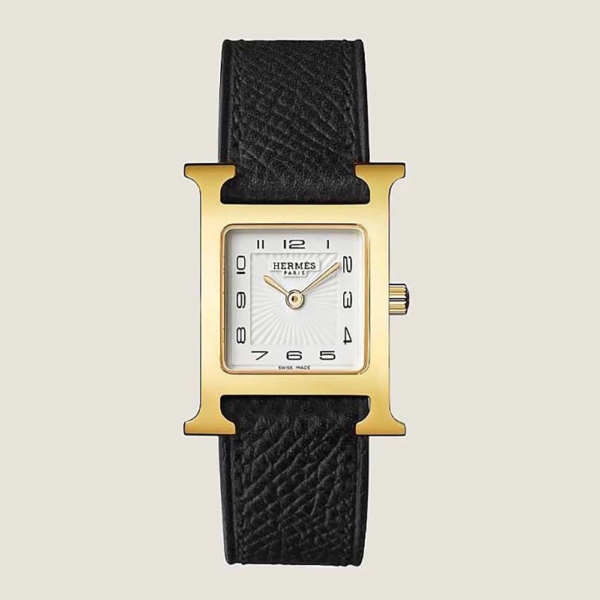 Hermes Women Heure H Watch Small Model Quartz Movement 25 mm in Steel-Black