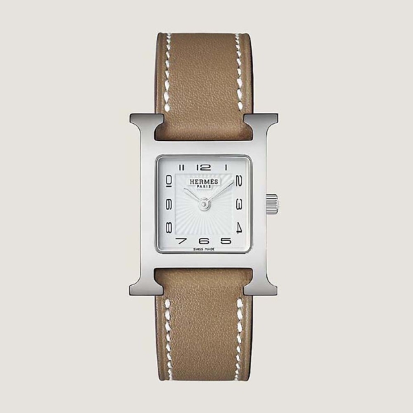 Hermes Women Heure H Watch Small Model Quartz Movement 25 mm in Steel-Brown