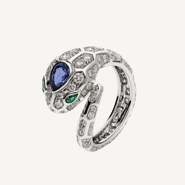 Anillo Bulgari Serpenti de oro blanco de 18 kt - Azul