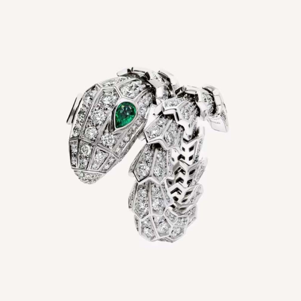 Anillo Bulgari Serpenti de oro blanco de 18 kt - Verde