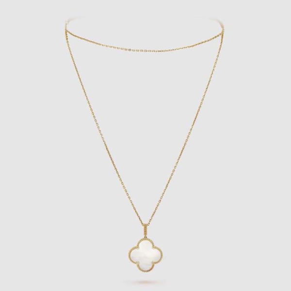 Collana lunga Van Cleef & Arpels Lady Magic Alhambra 1 motivo in oro giallo 18 carati-bianco