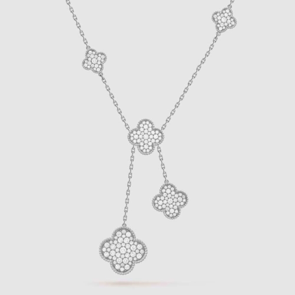 Collana Van Cleef & Arpels Lady Magic Alhambra 6 motivi in oro bianco 18 carati