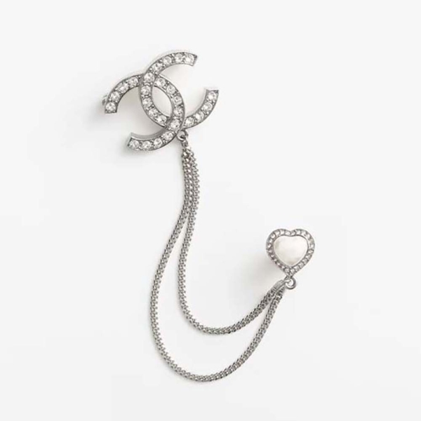 Chanel Damen Brosche aus Metall und Strass