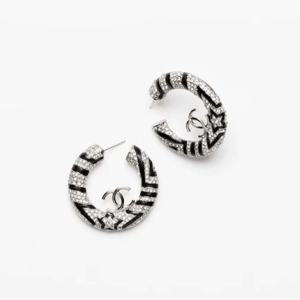 Pendientes de aro Chanel para mujer en metal y strass