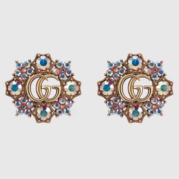 Gucci Women Double G Crystal Flowers Earrings