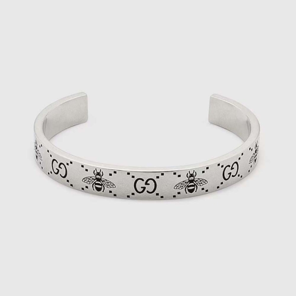 Gucci Women GG and Bee Engraved Cuff Bracelet