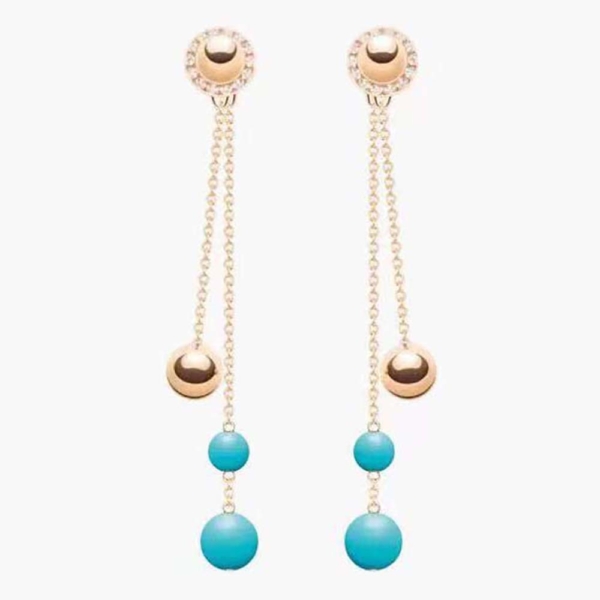 Pendientes Piaget Possession para mujer en oro rosa de 18 quilates azul