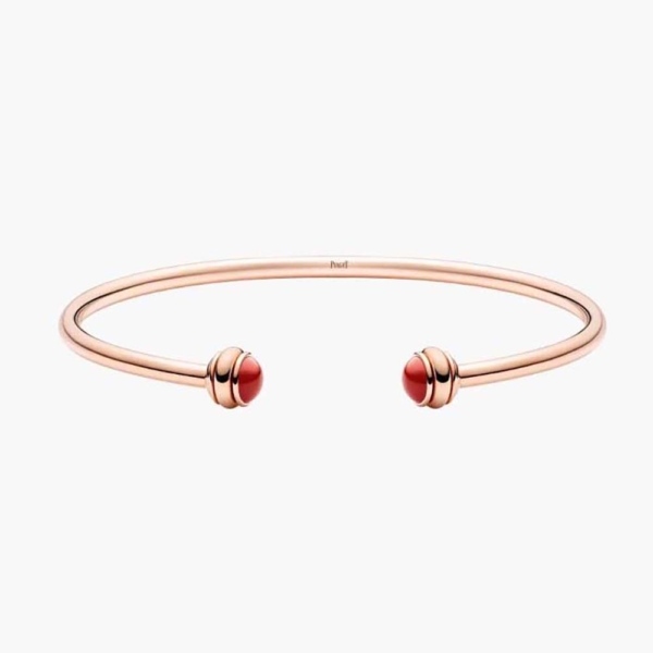 Pulsera Piaget Possession Open para mujer en oro rosa de 18 quilates y rojo