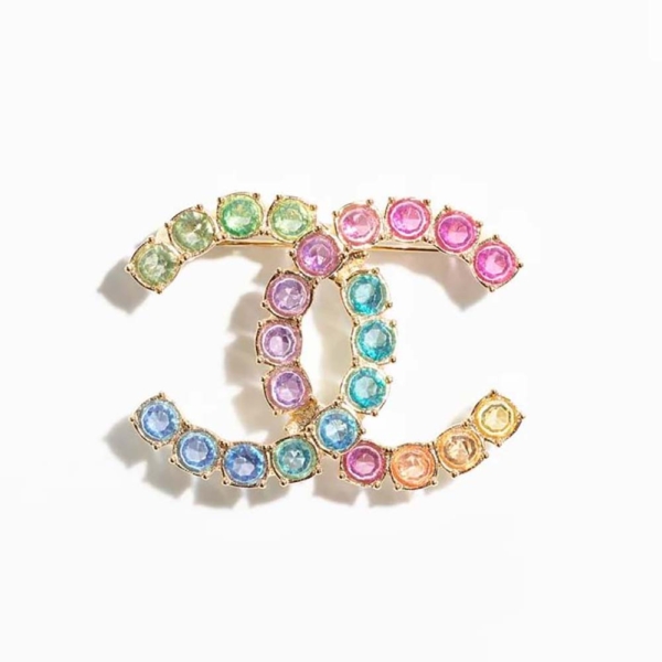 Chanel Damenbrosche aus Metall und Strass
