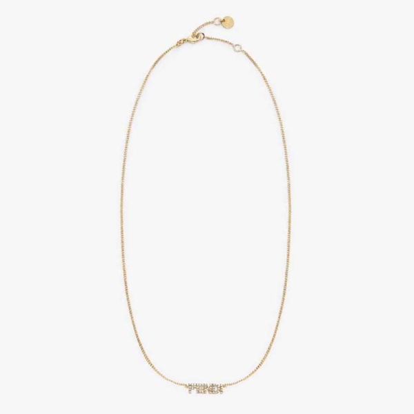 Fendi Women Signature Necklace Gold-colored
