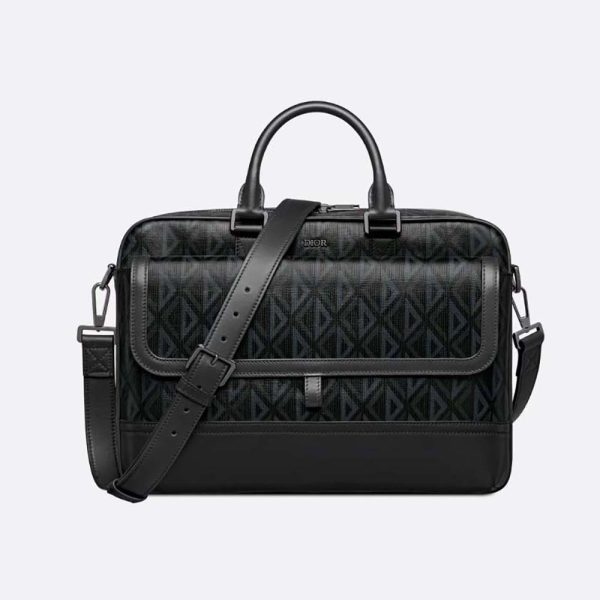 Mallette Dior Men Hit the Road en toile noire CD Diamond et cuir de veau lisse