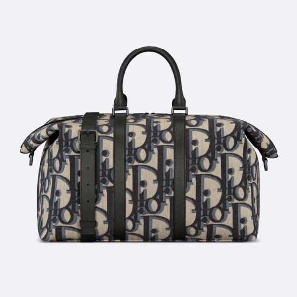 Borsa Dior Men Weekender 50 beige e nera Maxi Dior Oblique Jacquard