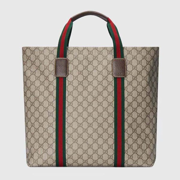 Gucci Unisex GG Tender Medium Tote Bag Beige Ebony GG Supreme Tender Canvas 763287