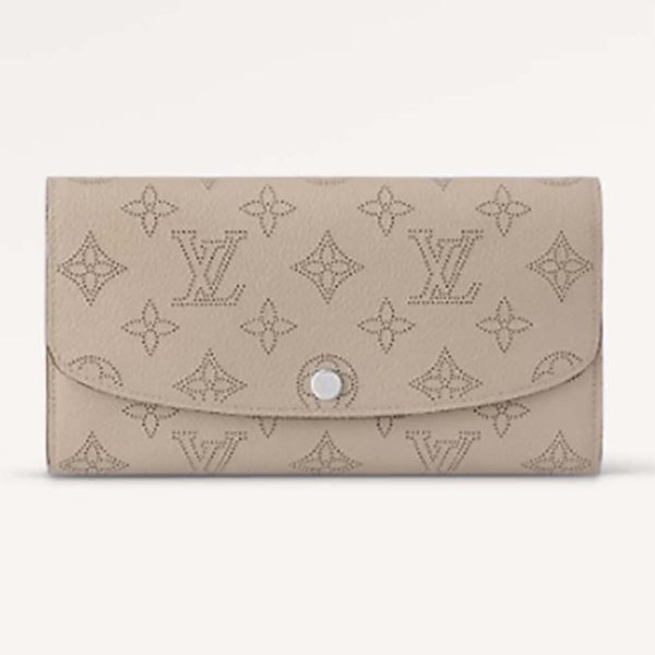 Cartera Louis Vuitton LV unisex Iris Galet Mahina de piel de becerro perforada gris M60144