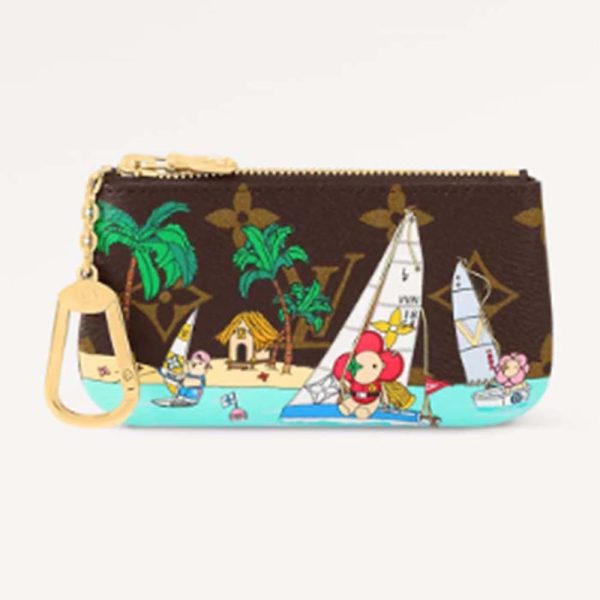 Louis Vuitton LV Unisex Schlüsseletui Dragon Fruit Pink Monogramm Beschichtetes Canvas Genarbtes Rindsleder