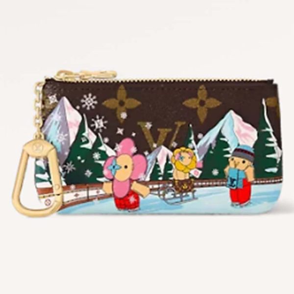 Louis Vuitton LV Unisex Schlüsseletui Rosa Monogramm Beschichtetes Canvas Genarbtes Rindsleder