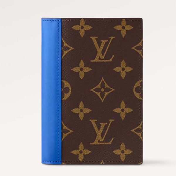 Louis Vuitton LV Unisex Reisepasshülle Blaues Monogramm Makassar beschichtetes Canvas Rindsleder