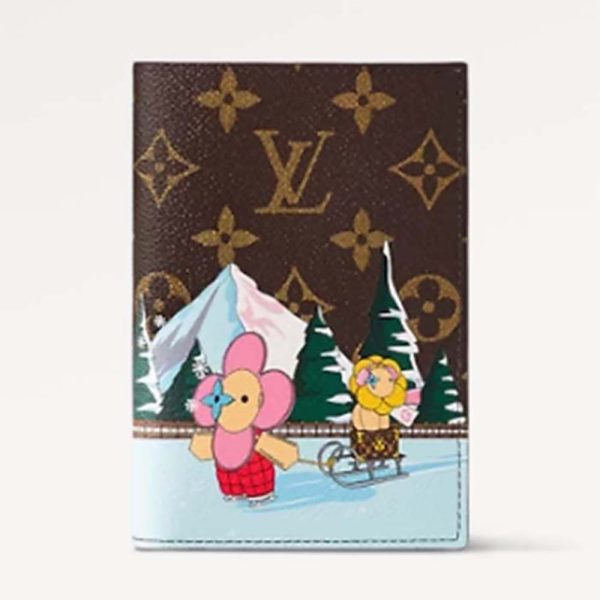 Louis Vuitton LV Unisex Reisepasshülle Rosa Monogramm Beschichtetes Canvas Genarbtes Rindsleder