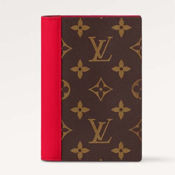 Louis Vuitton LV Unisex Reisepasshülle Rotes Monogramm Makassar beschichtetes Canvas Rindsleder