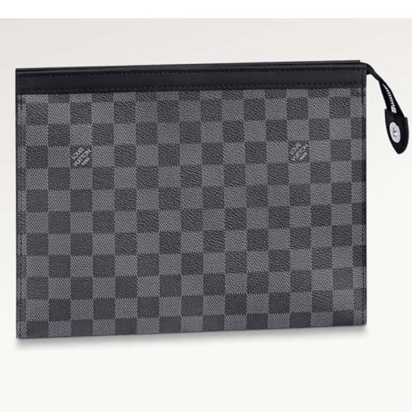 Louis Vuitton LV Unisex Pochette Voyage MM Schwarz Grau Damier Graphite beschichtetes Canvas
