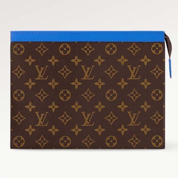 Louis Vuitton LV Unisex Pochette Voyage MM Blaues Monogramm Makassar-beschichtetes Canvas-Rindsleder