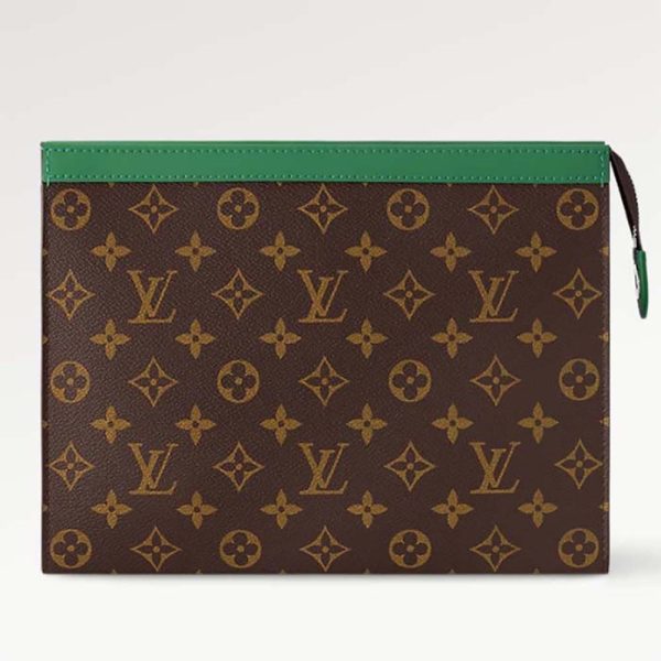 Louis Vuitton LV Unisex Pochette Voyage MM Grünes Monogramm Makassar-beschichtetes Canvas-Rindsleder