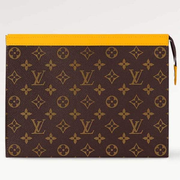 Louis Vuitton LV Unisex Pochette Voyage MM Gelbes Monogramm Macassar-beschichtetes Canvas-Rindsleder