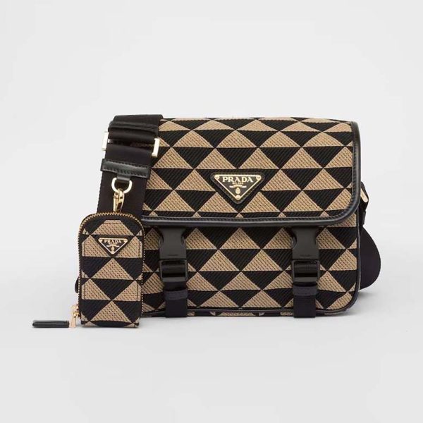 Prada Men Symbole Embroidered Fabric Bag