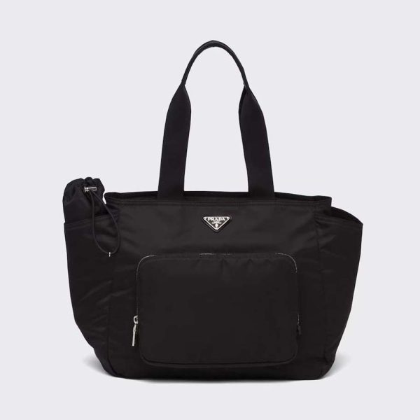 Sac bébé unisexe Prada en nylon recyclé avec logo triangulaire - Noir