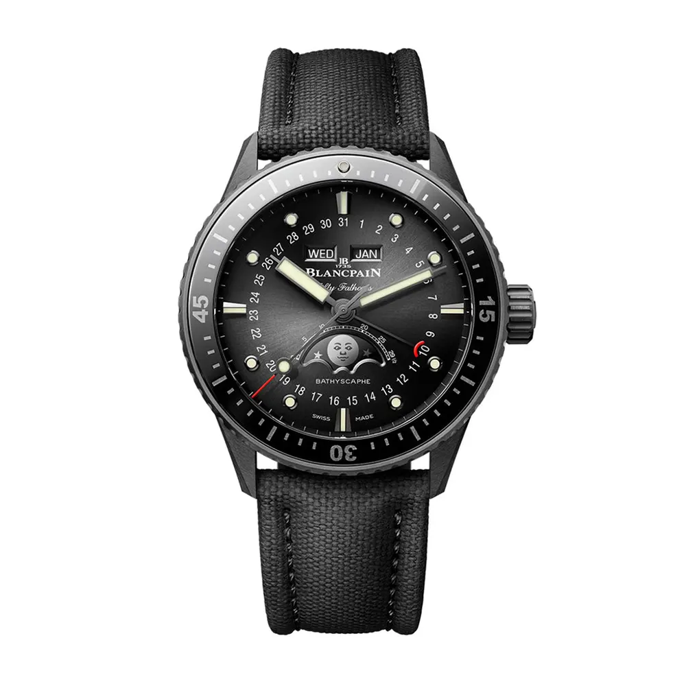 Blancpain Men Fifty Fathoms Bathyscaphe Quantième 43mm in Black