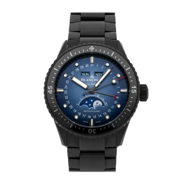 Blancpain Men Fifty Fathoms Bathyscaphe Quantième Complet Phases de Lune 43mm in Blue