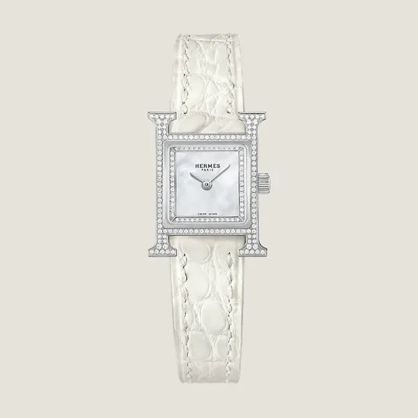 Hermes Women Heure H Watch Mini Model 21 mm-White W057250WW00